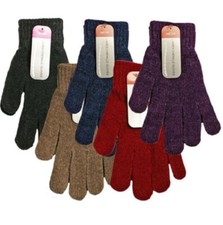 Ladies Womens Chenille Winter Gloves Black Navy Red Black Purple Brown Brand New