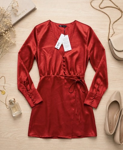 Zara women red satin - -,