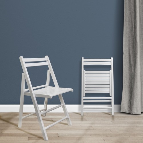 White wooden folding chairs - white,