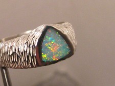 Mens Opal Ring - Solid Australian Opal   .925 Silver  SIZE 11.5 US