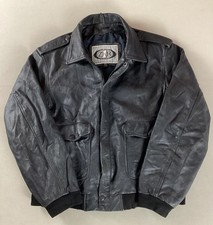 Vintage Leather Flight Jacket A2-Style Bomber Jacket Black Size 48