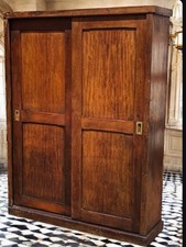 Edwardian Shop Cupboard With Pigeon Holes And Shelving. Sliding Doors.