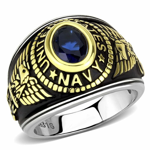 Men navy signet ring - navy,