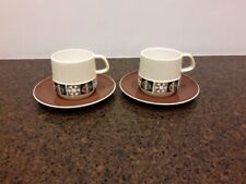 Midcentury  Set of 2 Brown Cream CarltonWare Coffee Cups and Saucers No28 B1