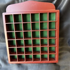 Thimbles Display Case/Rack Dark Mahogany Holds 36 Pieces Dark Green Lining