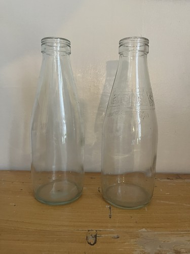 Two thick vintage glass milk - vintage,