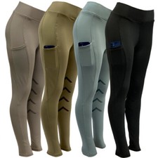 Phone Pocket Riding Tights Silicon Knee Patch Ladies Equestrian Riding Leggings