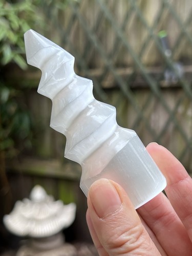 Selenite unicorn horn spiral - horn,