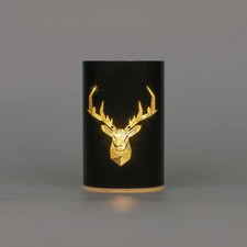 Christmas Table Decoration Led Black Glass Vase Stags Head Home Xmas Decor 17cm