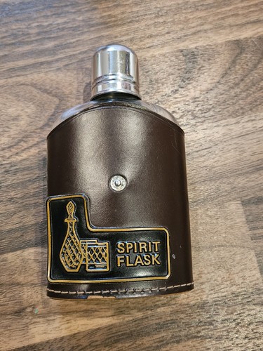 Glass spirit flask leather - flask, in