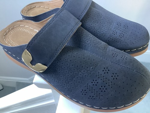 Ladies mules navy faux - ladies, suede