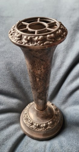 Silver plated vintage posy - silver, bud
