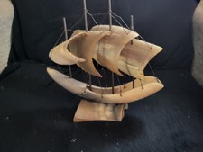 Vintage Cow Horn Sailing Boat