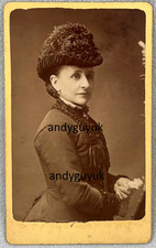 CDV LADY IN FINE FEATHER BONNET HAT BY BULMAN GATESHEAD ANTIQUE PHOTO FASHION