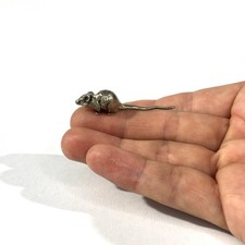 vintage solid silver mouse  miniature ,  hallmarked italian figurine