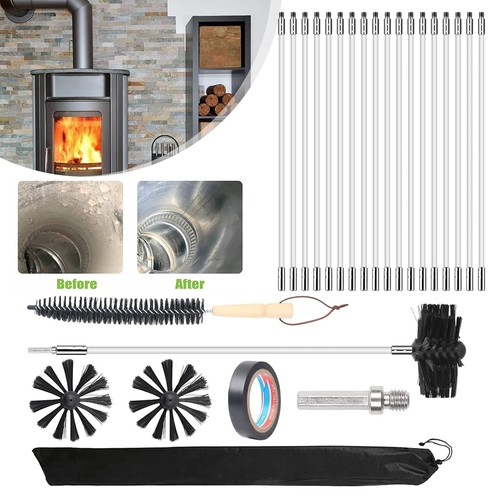 24x chimney cleaning brush kit - cleaning,