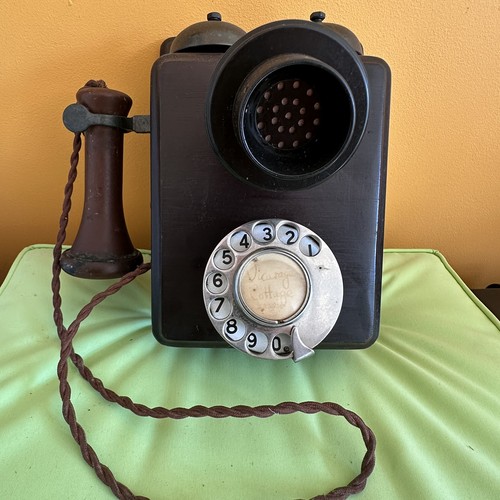 Antique wooden wall telephone - wooden,