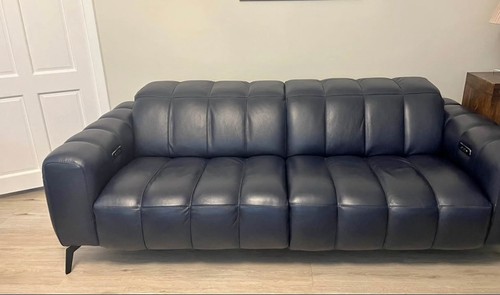 Natuzzi navy blue leather - blue, sofa