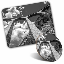 Mouse Mat & Coaster Set - BW - Viaduct Railway Bridge  #38003