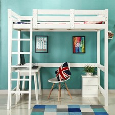 White 3FT High Sleeper Cabin Bed - Pine Wood Loft Bed for Kids & Teens