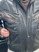 Hidepark Vintage Real Leather Black  80s/90s Bomber Blouson Jacket Men's L Large