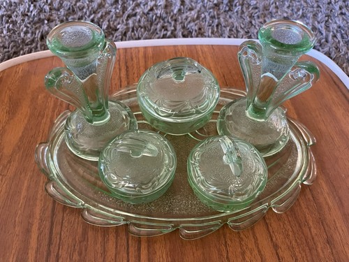 Vintage green glass dressing - vintage,