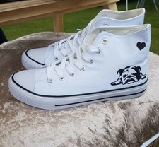Custom Personalised Converse Style Shoes Hightop Bulldog Trainers Any Dog / Name