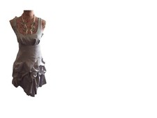 Monsoon Grey Silver Carmel Short Dress Size 8 Bnwt Post Daily Hols