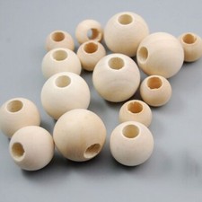 Natural Wood Large Hole Wooden Beads 10-40mm For Macrame European Charms Crafts