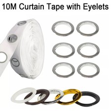 10M Curtain Eyelet Heading Tape with 80 Round Rings Curtain Blinds Accessories