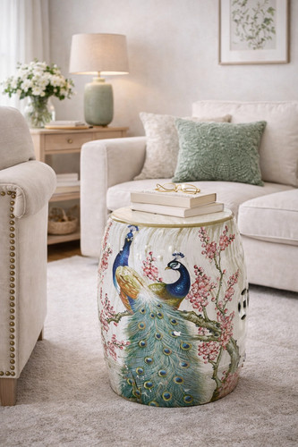 Bedside table ceramic - ceramic, peacock