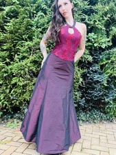 Vintage 1990s Cocktail Dress, Lace Sequin Bodice Prom Part Ball Gown, Purple 8