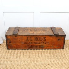 Vintage Wooden Banana Crate - J L Moore Darlington. Beautifully Aged & Rustic.
