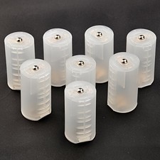 8pcs Portable Size AA to Size D Battery Adapters Converter Cases Transparent