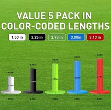 Golf Rubber Tees Driving Range 5Pcs Pack Mixed Size Practice Mat UK Seller