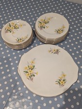 Royal Albert PRIMROSE bone china, 19 Pieces, saucers & plates, vintage