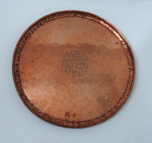 Arts crafts copper tray - &,