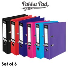  Set of 6 Pukka Lever Arch Files A4 Document Folders Assorted Colours Uni Office