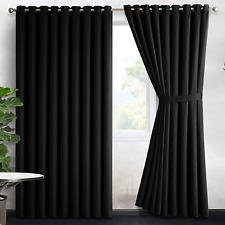 Thick Thermal Blackout Curtains Eyelet Ring Top Ready Made Curtain Panel Pair