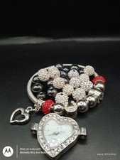 Job Lot Of Shamballa Beads, A Stretch Bracelet And A Watch (Not Working)