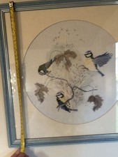 Completed Cross Stitch Bird Design Beutiful Framed Ready to Hang