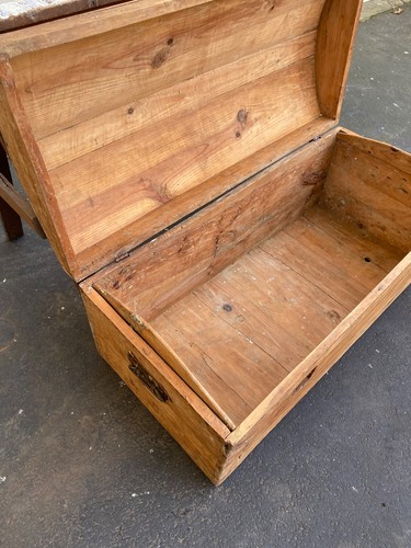 Antique domed wooden trunk