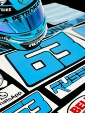 Motorsport Helmet Sticker Set, Russell 2025 F1 Full-size Helmet Decals, Karting