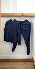 Fila Navy Blue Velour Tracksuit Hoodie & Joggers M/XS Excellent Condition