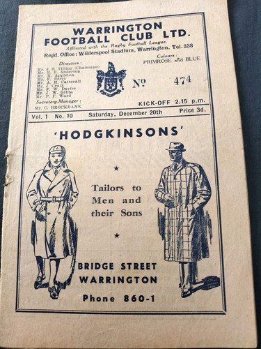 Vintage rugby league programme - league,