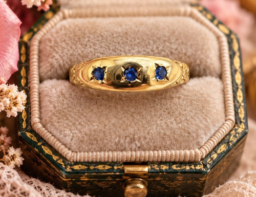 9ct gold sapphire - gold, gypsy