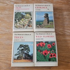 4 Observer's Books Cacti Trees Wild Flowers Geology Dust Jackets Good B