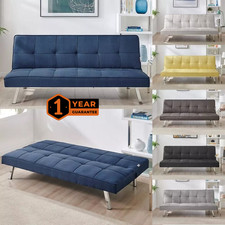 Sofa Bed Budget 3 Seater Fabric Folding Convertible Click Clack Couch Sofabed