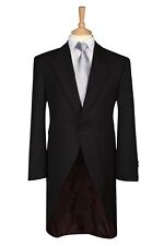 Black Tailcoat Morning Jacket Single Breasted Plain Wool Tails Formal Ascot Mens