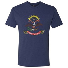 North Dakota Flag State Pride Triblend Mens T-Shirt - Vintage Navy